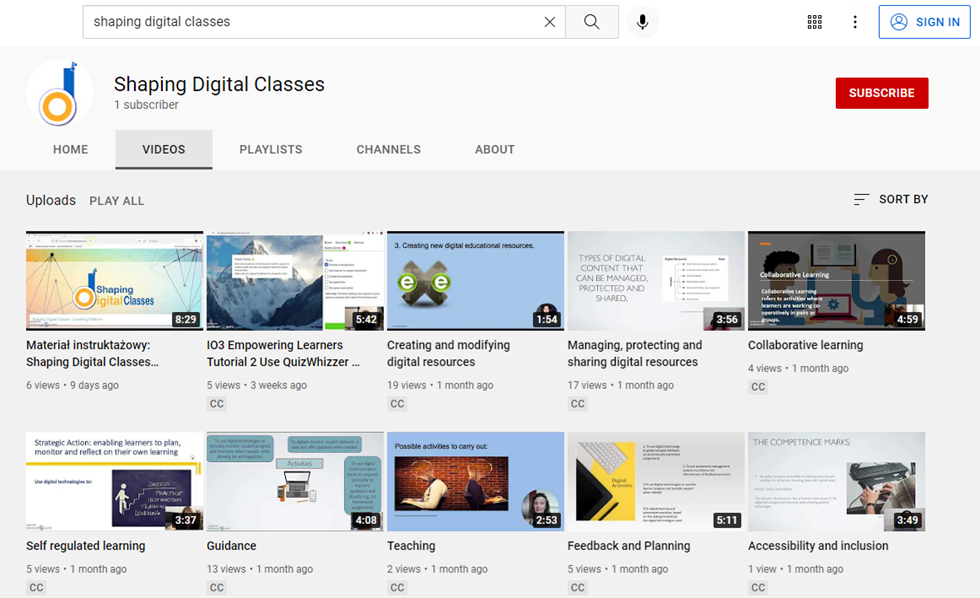 SHAPING DIGITAL CLASSES YOUTUBE CHANNEL